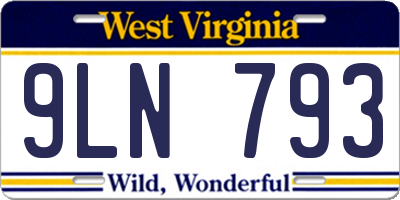 WV license plate 9LN793