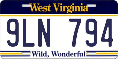 WV license plate 9LN794