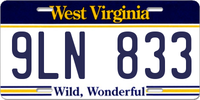 WV license plate 9LN833