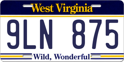 WV license plate 9LN875