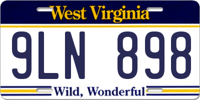 WV license plate 9LN898