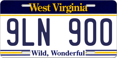 WV license plate 9LN900