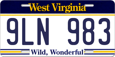 WV license plate 9LN983