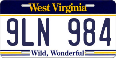 WV license plate 9LN984