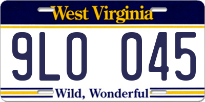 WV license plate 9LO045