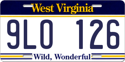 WV license plate 9LO126