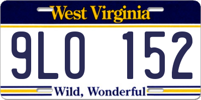 WV license plate 9LO152