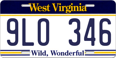 WV license plate 9LO346