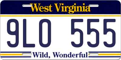 WV license plate 9LO555