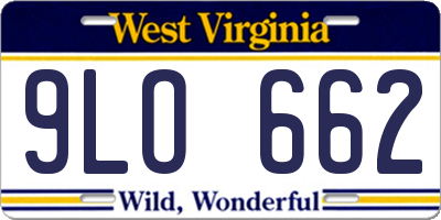 WV license plate 9LO662