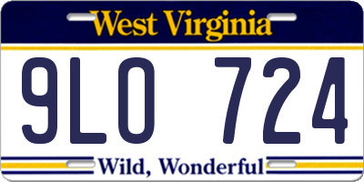 WV license plate 9LO724