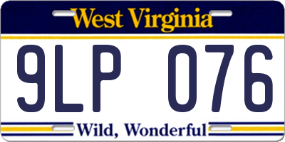 WV license plate 9LP076