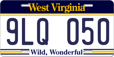 WV license plate 9LQ050