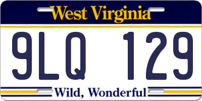 WV license plate 9LQ129