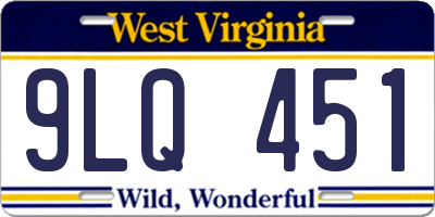 WV license plate 9LQ451