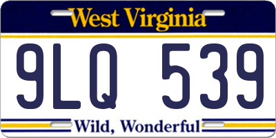 WV license plate 9LQ539