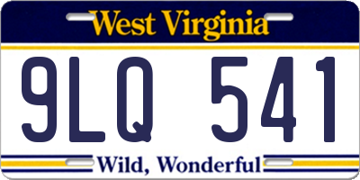 WV license plate 9LQ541