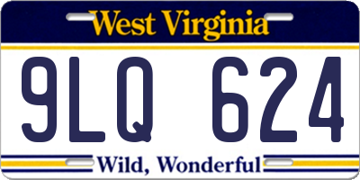 WV license plate 9LQ624