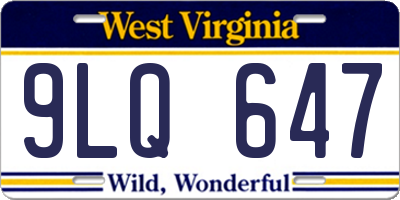 WV license plate 9LQ647