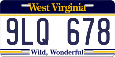 WV license plate 9LQ678