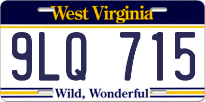 WV license plate 9LQ715