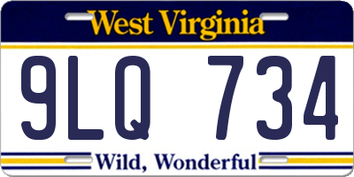 WV license plate 9LQ734