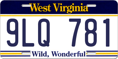WV license plate 9LQ781