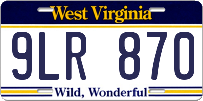 WV license plate 9LR870