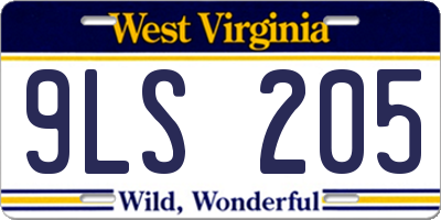 WV license plate 9LS205