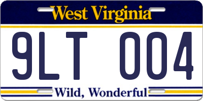 WV license plate 9LT004