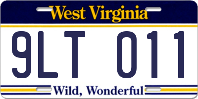 WV license plate 9LT011