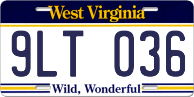 WV license plate 9LT036