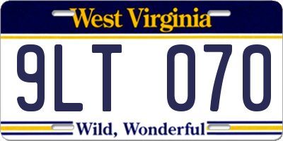 WV license plate 9LT070