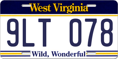 WV license plate 9LT078