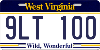 WV license plate 9LT100