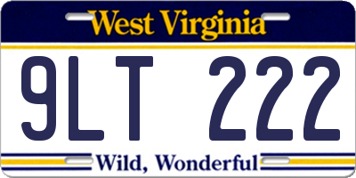 WV license plate 9LT222