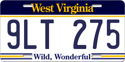 WV license plate 9LT275