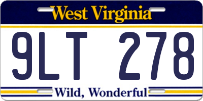 WV license plate 9LT278