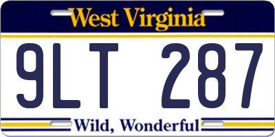 WV license plate 9LT287