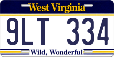 WV license plate 9LT334