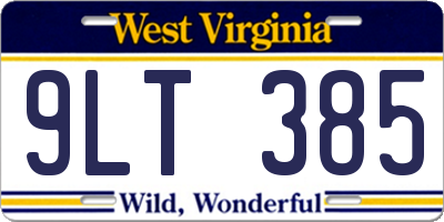 WV license plate 9LT385