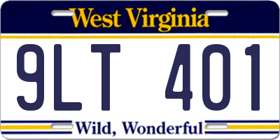 WV license plate 9LT401