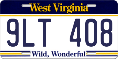WV license plate 9LT408