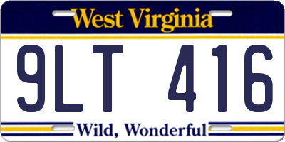 WV license plate 9LT416