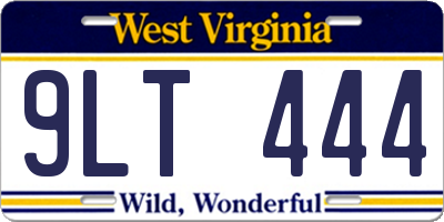 WV license plate 9LT444