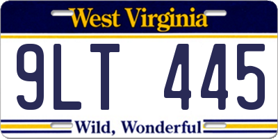 WV license plate 9LT445