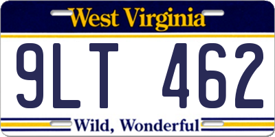 WV license plate 9LT462
