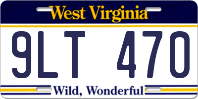 WV license plate 9LT470