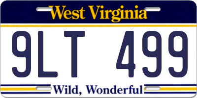WV license plate 9LT499