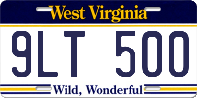 WV license plate 9LT500